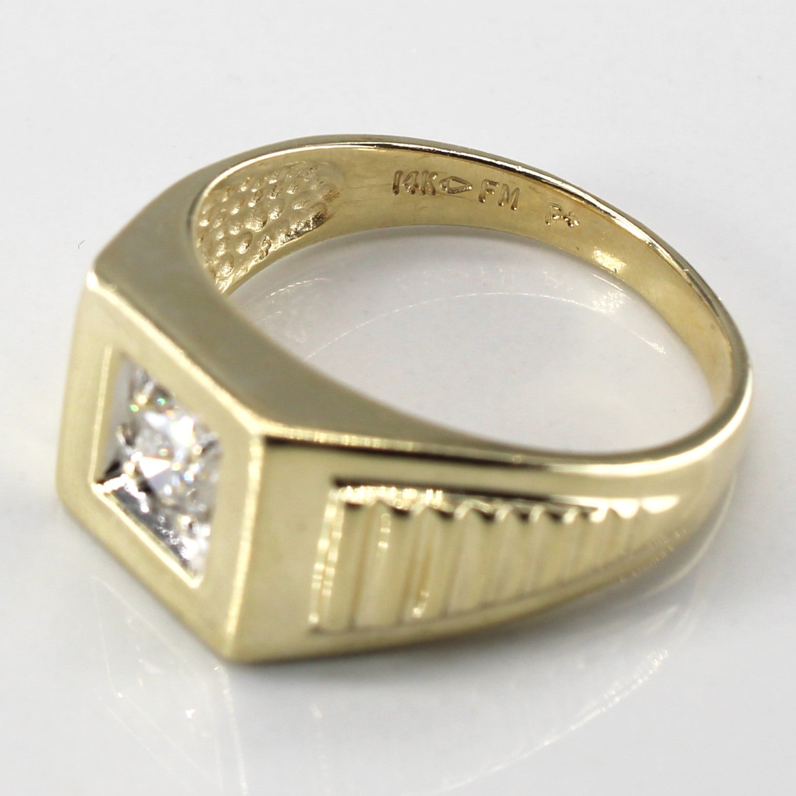 Solitaire Diamond Textured Gold Ring | 0.31ct | SZ 9.25 |