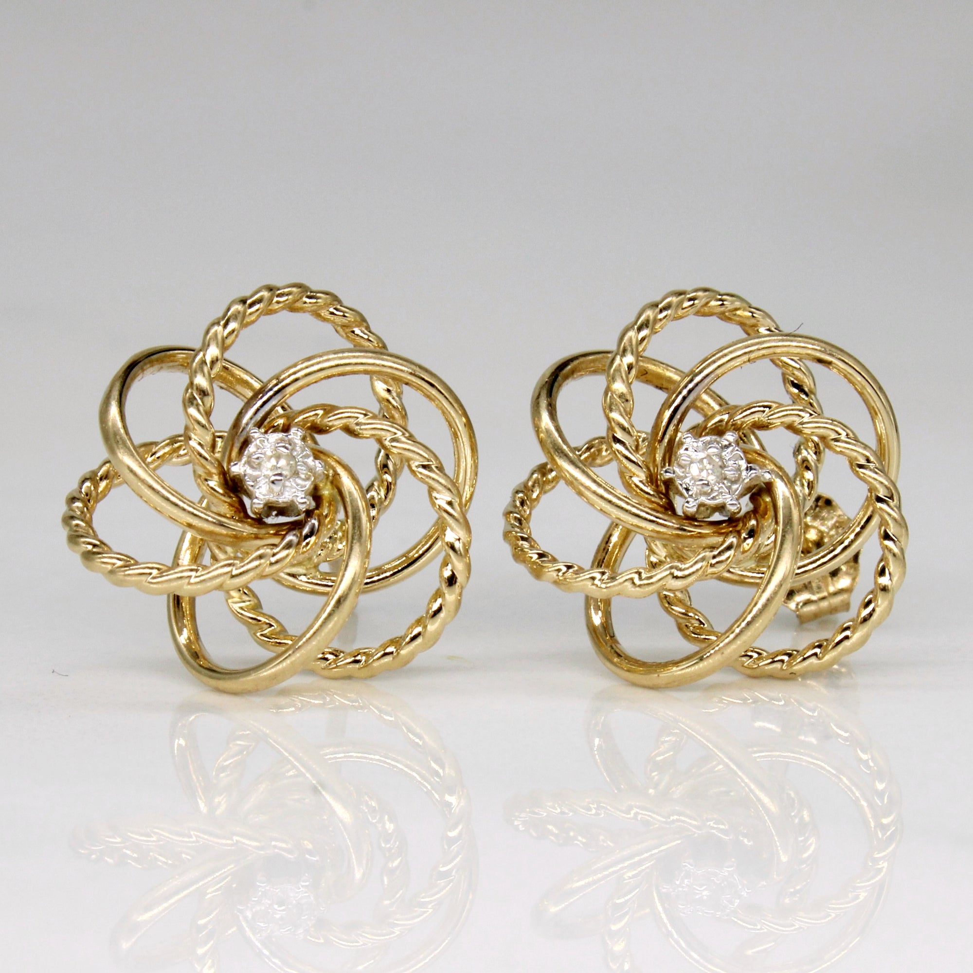 Diamond Spiral Flower 14k Earrings | 0.02ctw |