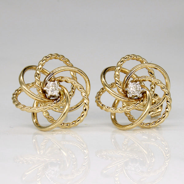 Diamond Spiral Flower 14k Earrings | 0.02ctw |