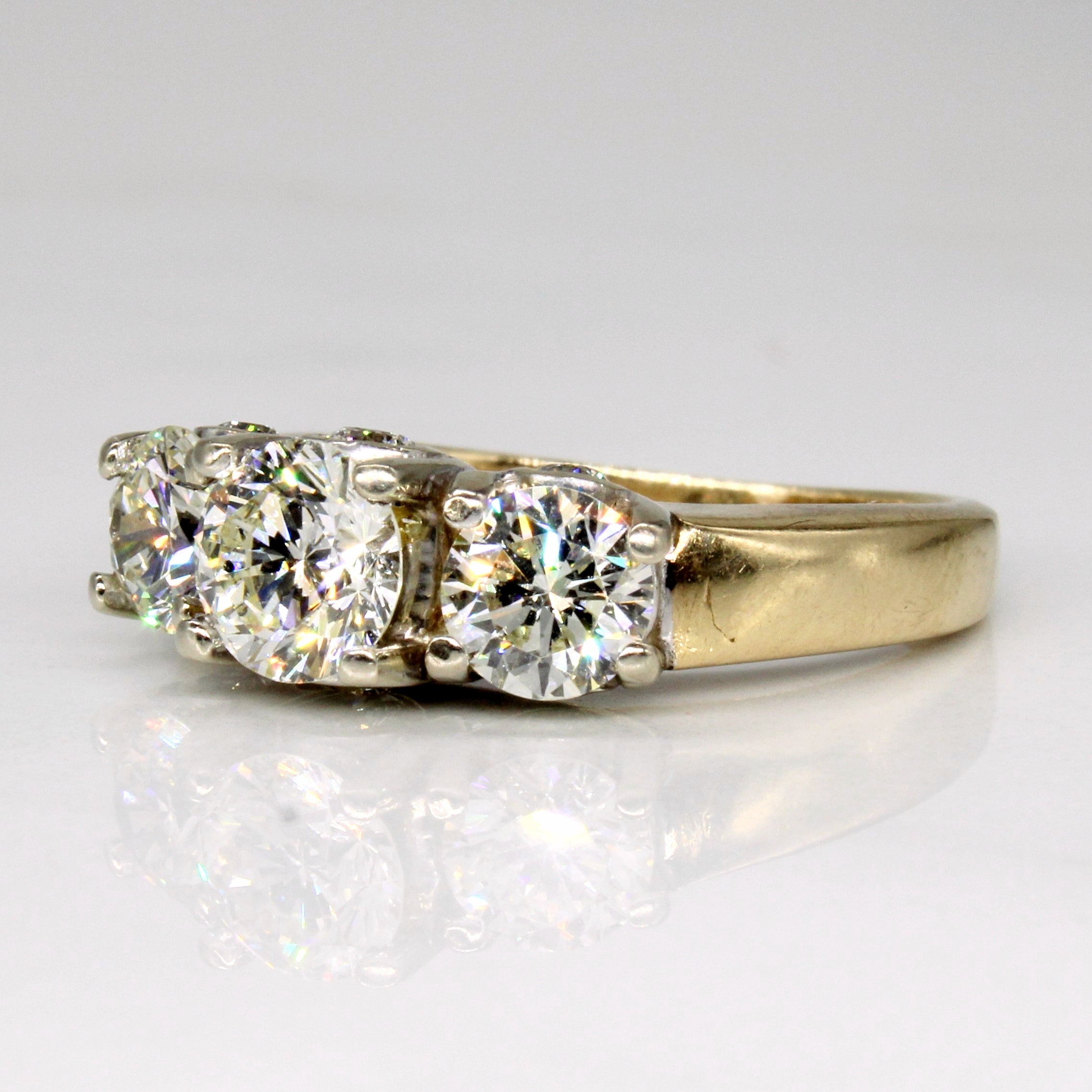 Three Stone Diamond 14k Ring with Hidden Diamonds | 2.01ctw | SZ 5.5 |