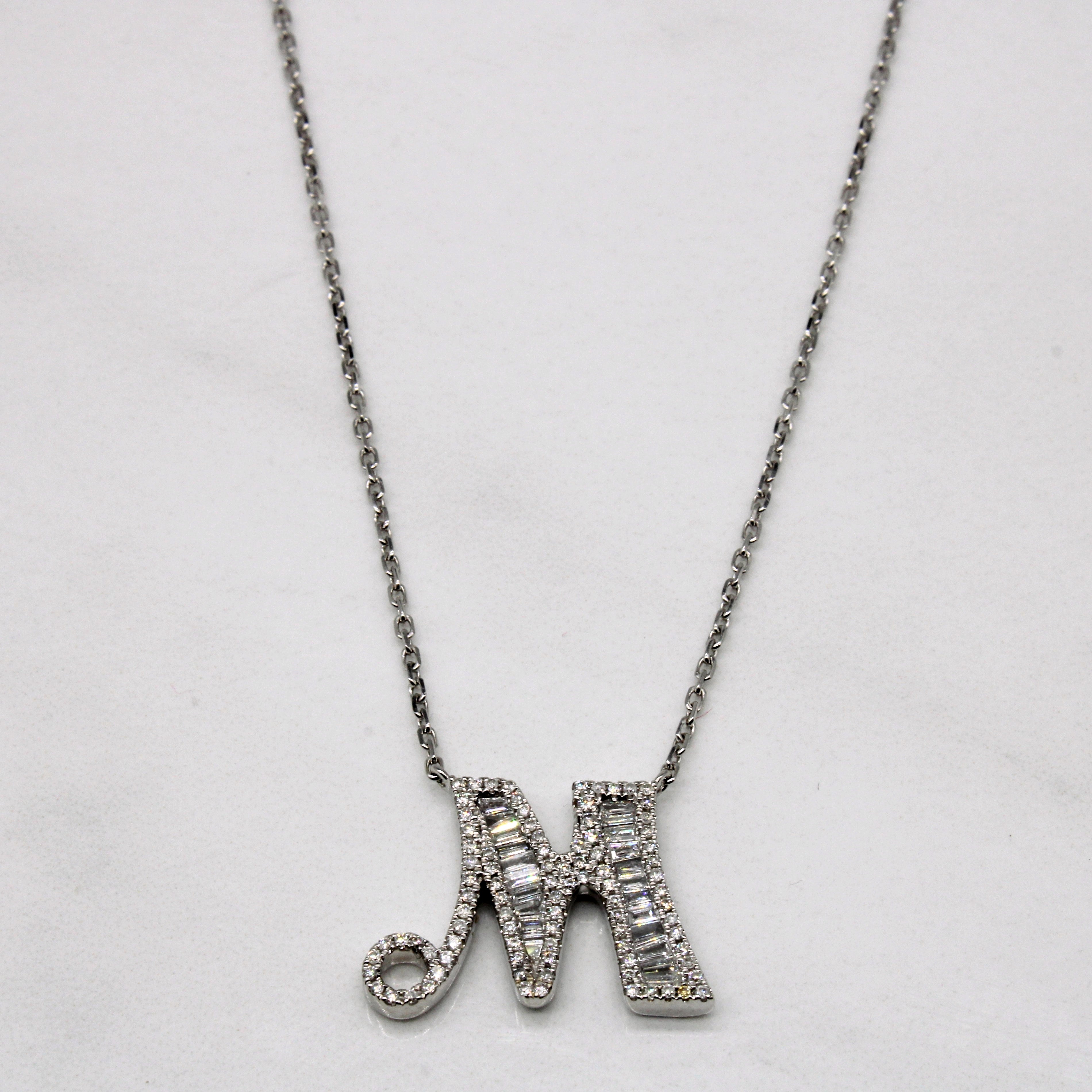 Diamond 'M' Initial Pendant Necklace | 0.50ctw | 18" |