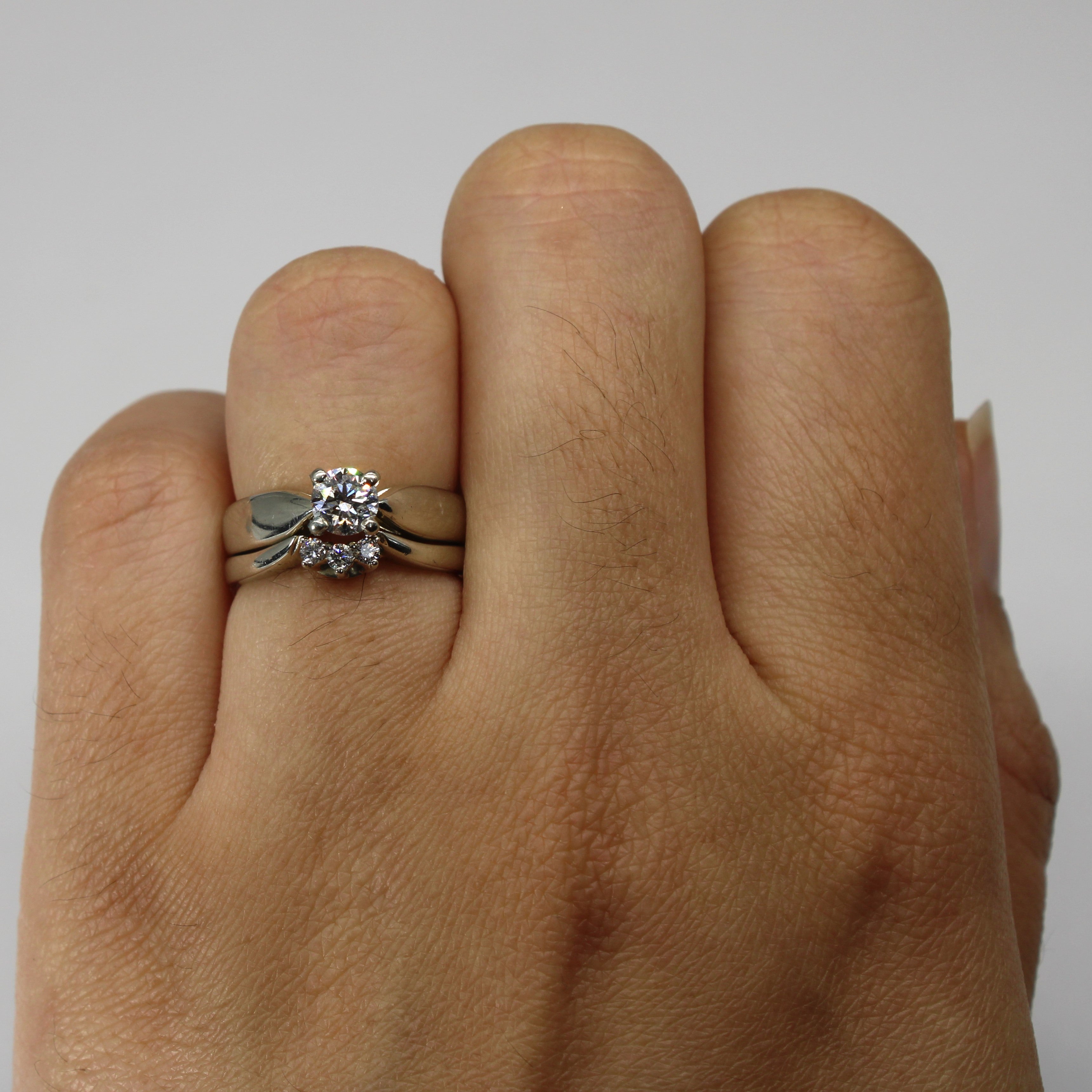 Solitaire Diamond with Accents Engagement Ring Set | 0.48ctw | SZ 4.75 |