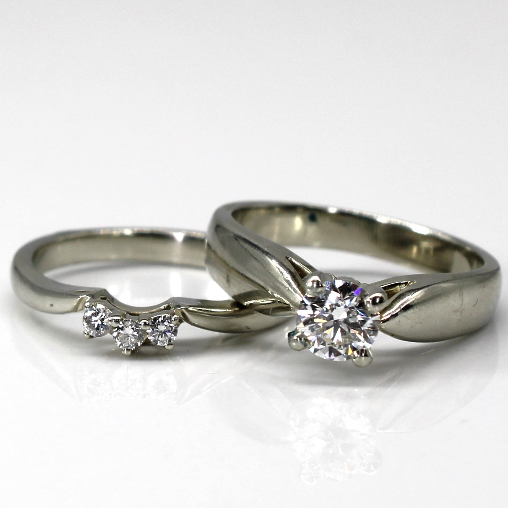 Solitaire Diamond with Accents Engagement Ring Set | 0.48ctw | SZ 4.75 |
