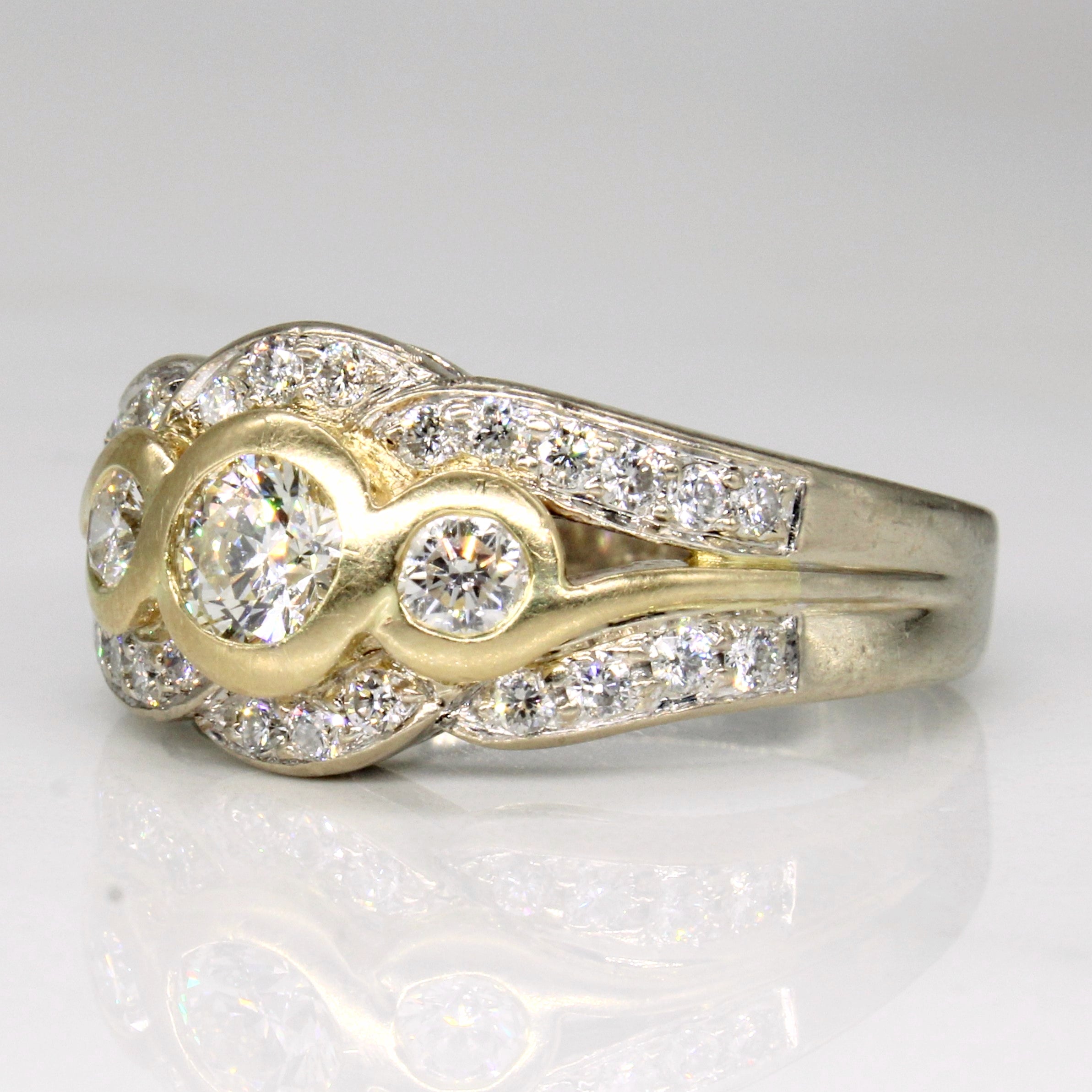 Diamond Halo Swirl 14k Ring | 0.50ct, 0.59ctw | SZ 10 |