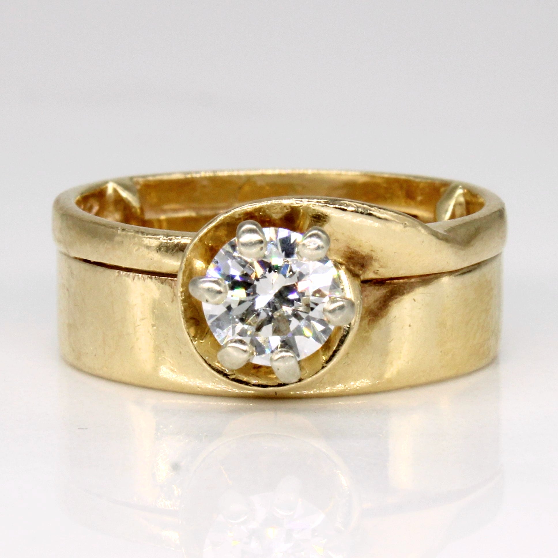 Diamond Bypass Solitaire 14k Ring | 0.56ct | SZ 5 |