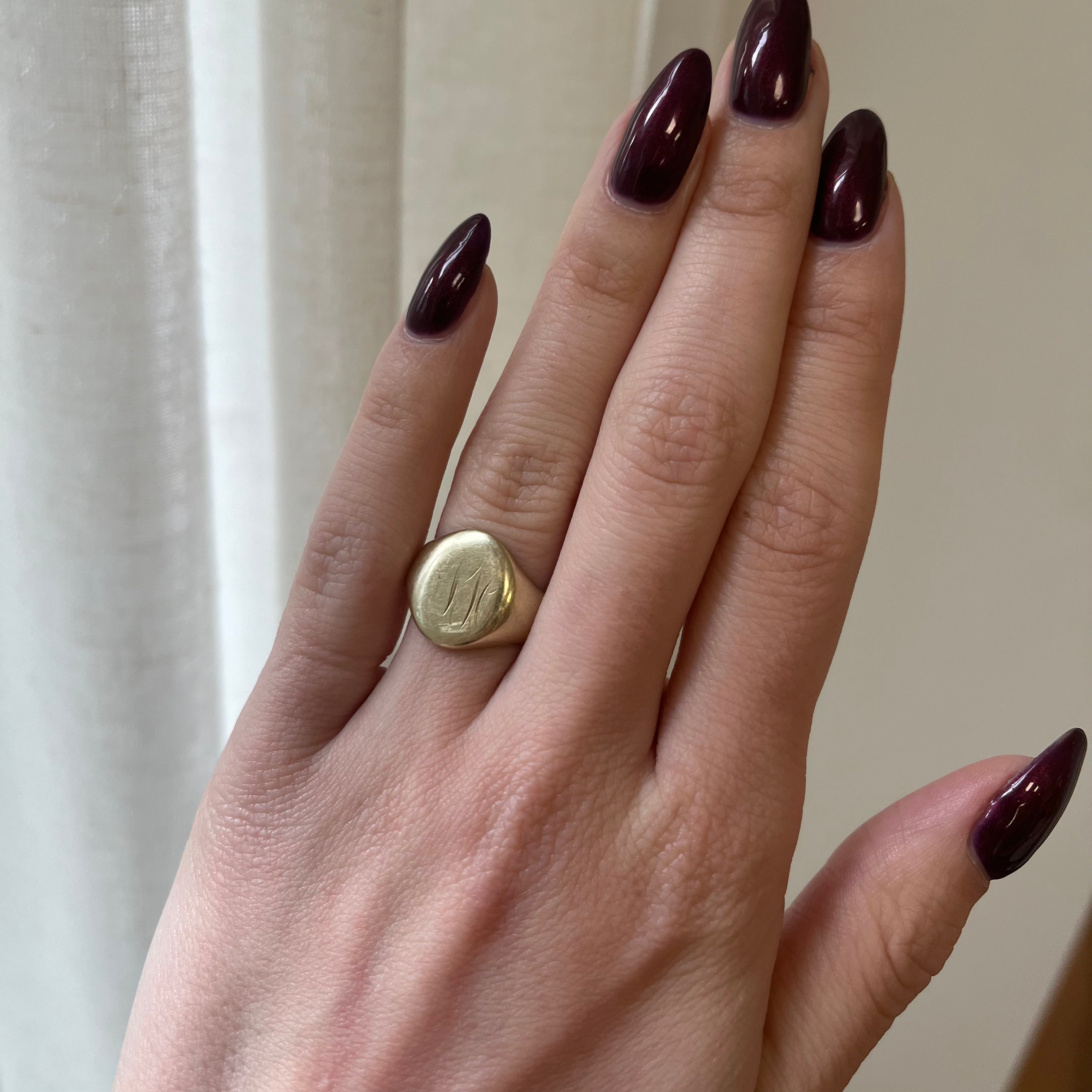 Bague chevalière en or jaune 14 carats | Taille 5 | 