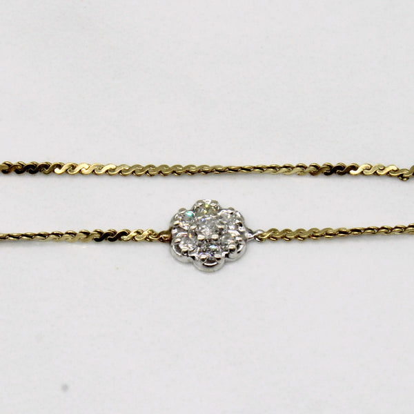 Diamond Flower Charm 14k Bracelet | 0.08ctw | 7
