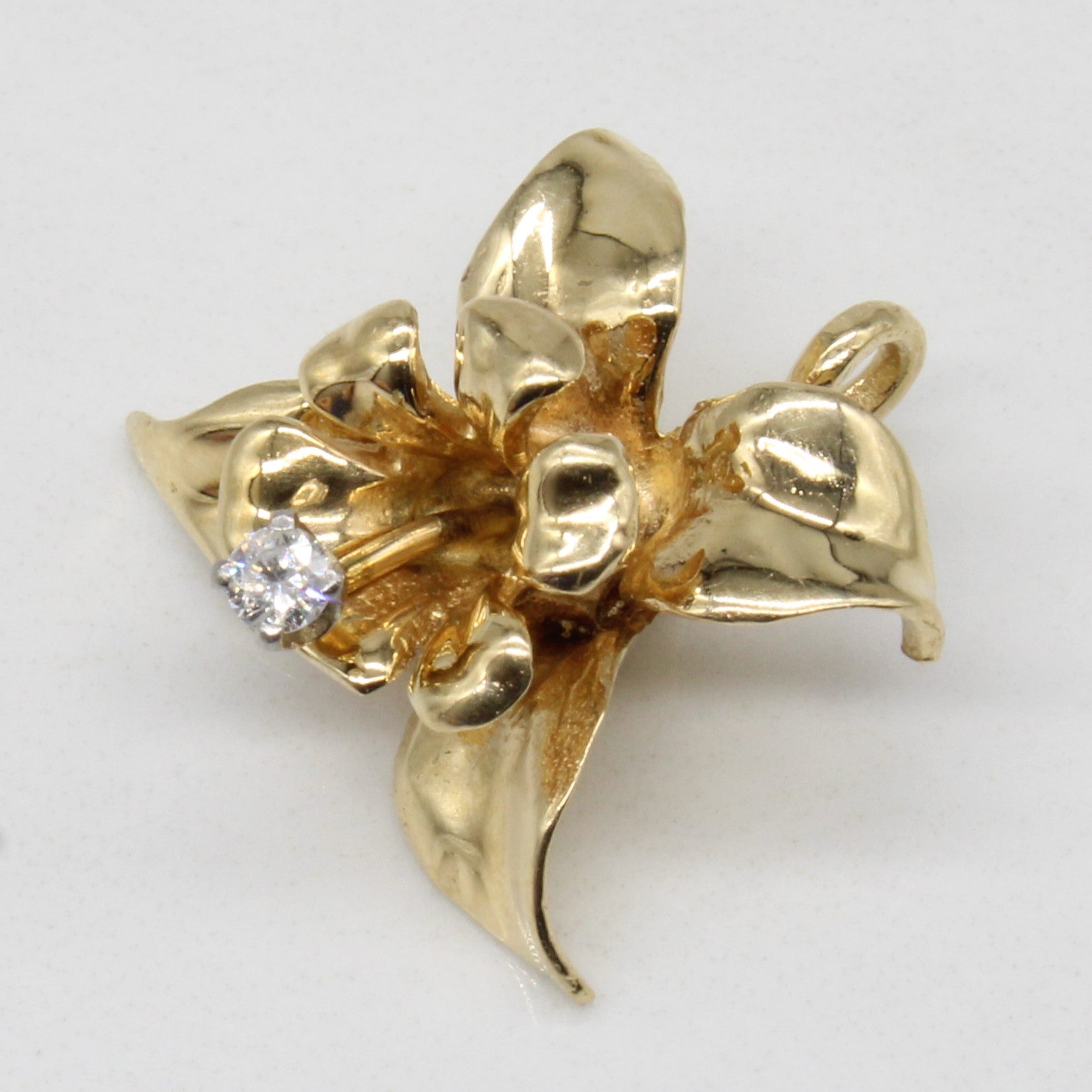 Diamond Easter Lily 14k Pendant | 0.05ct |