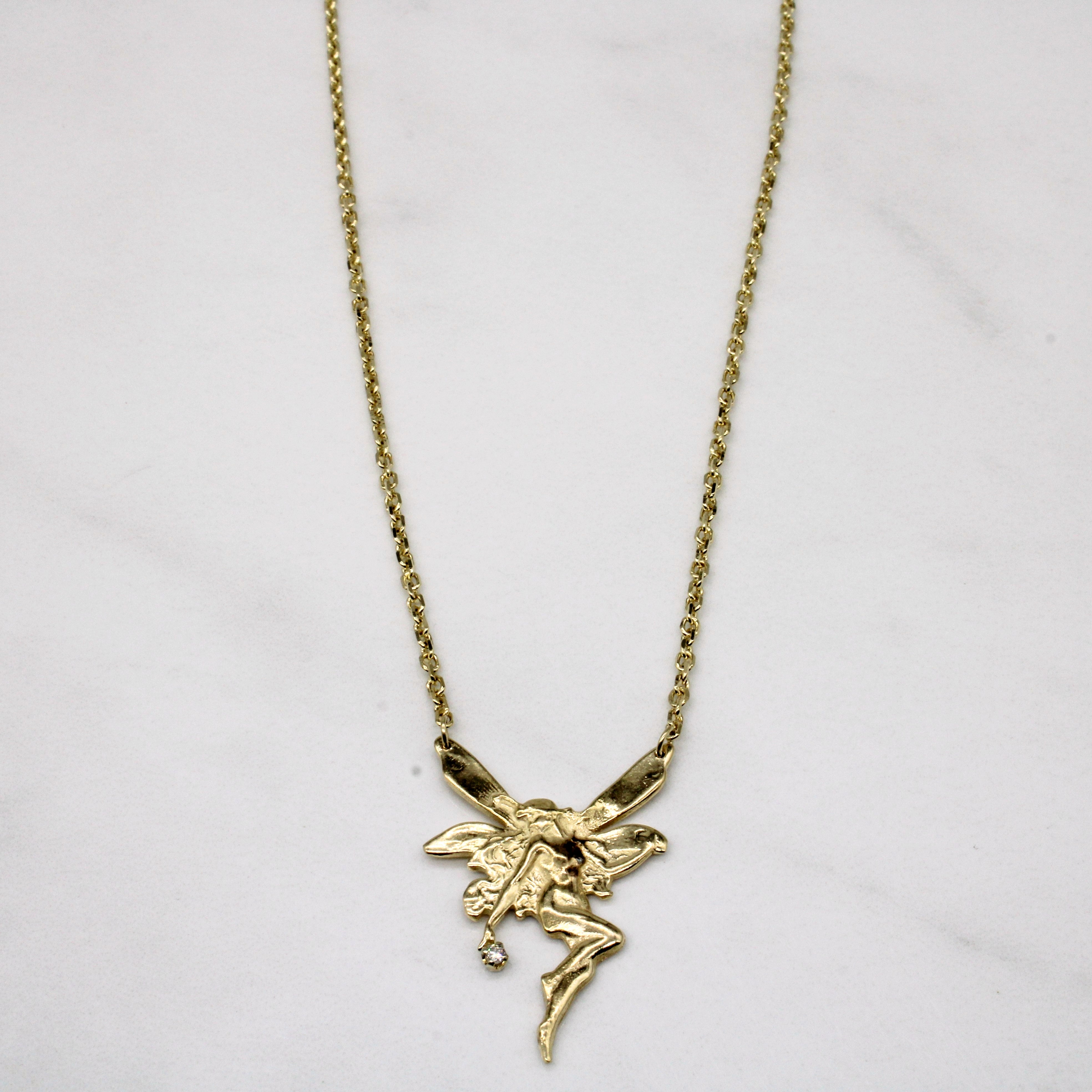 Diamond Fairy 14k Pendant | 0.02ct | 18" |