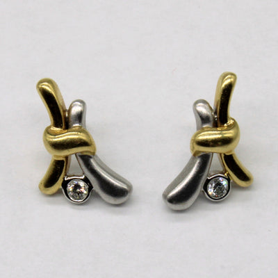 Two Toned Diamond Stud Earrings | 0.10ctw |