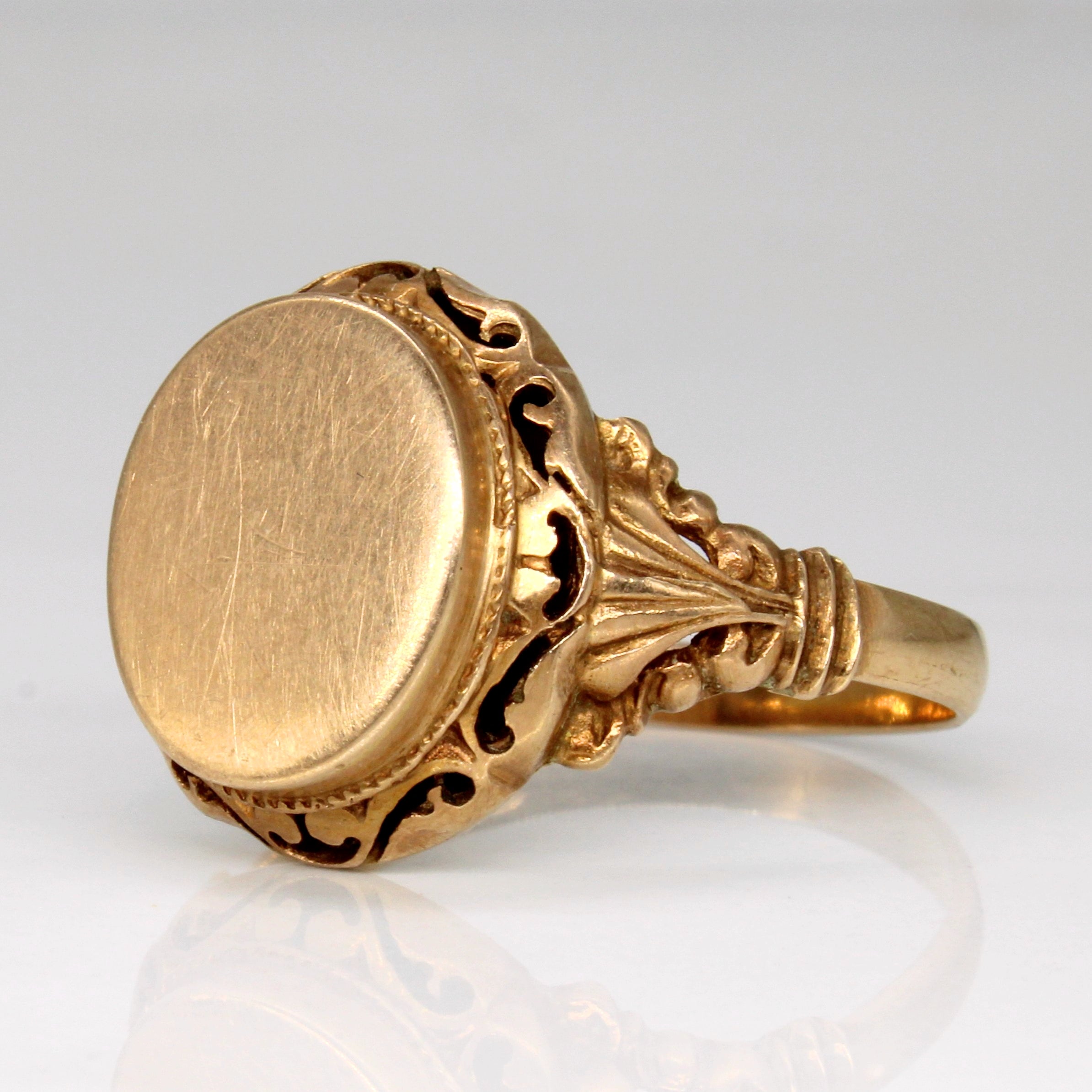 Hungarian Hallmarked 14k Yellow Gold Blank Signet Ring | SZ 12.75 |