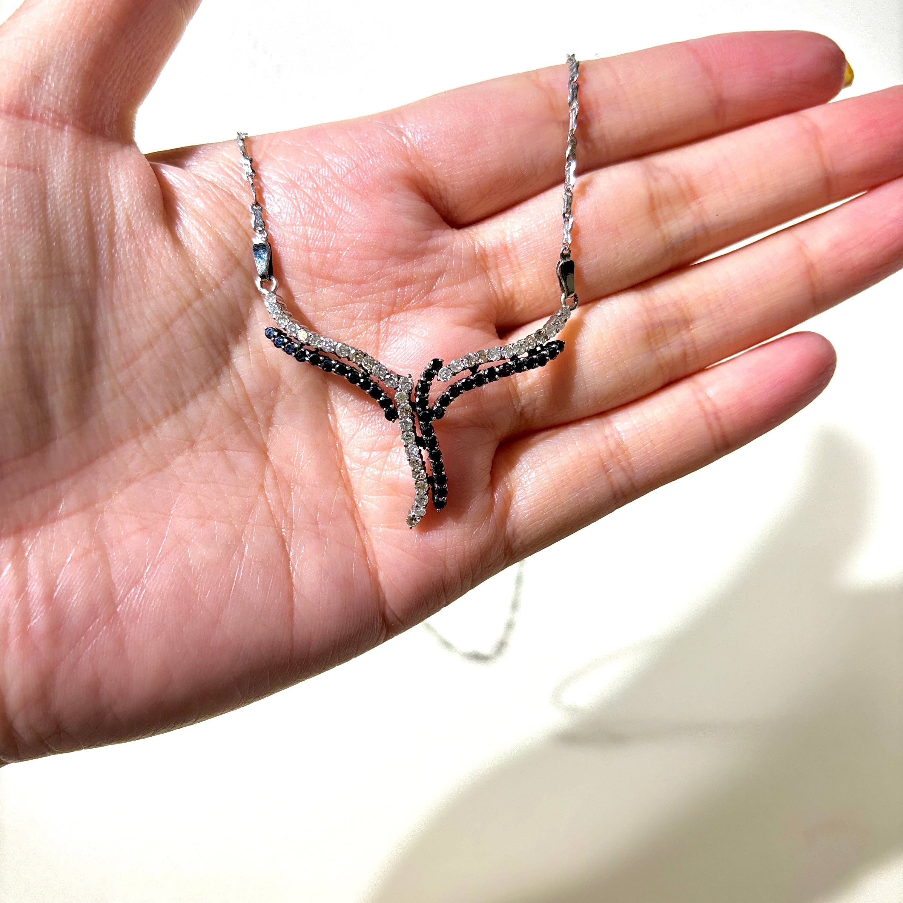 Black & White Diamond Ornate Necklace | 0.972ctw, 0.72ctw | 16"