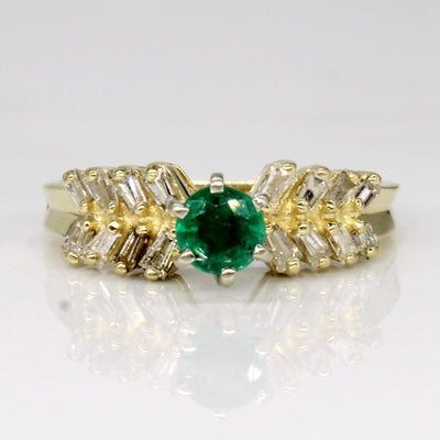 Emerald & Diamond 14k  Ring | 0.25ct, 0.16ctw | SZ 5.5 |