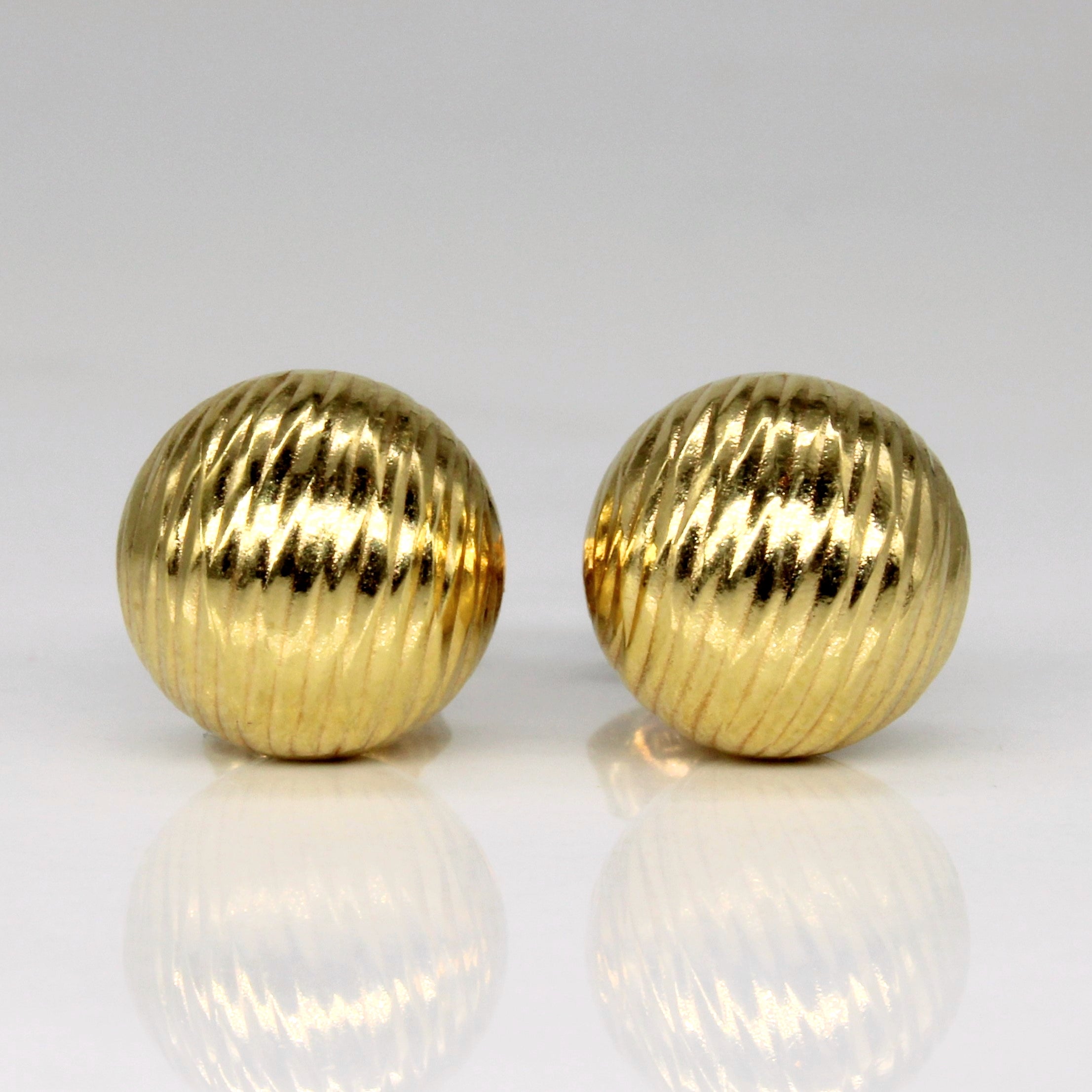 18k Yellow Gold Sphere Stud Earrings