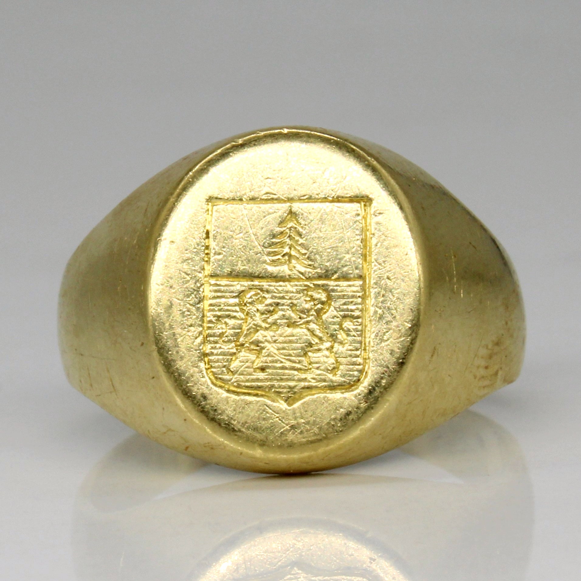 18k Yellow Gold Family Crest Ring | SZ 8.25 | – 100 Ways