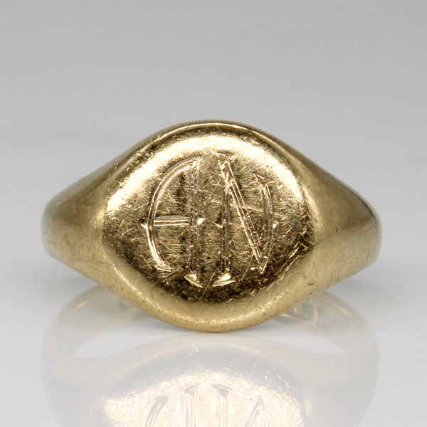 9k Yellow Gold 'A.N.' Signet Ring | SZ 5.25 |