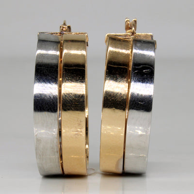 14k Two Tone Gold Large Hoop Earrings