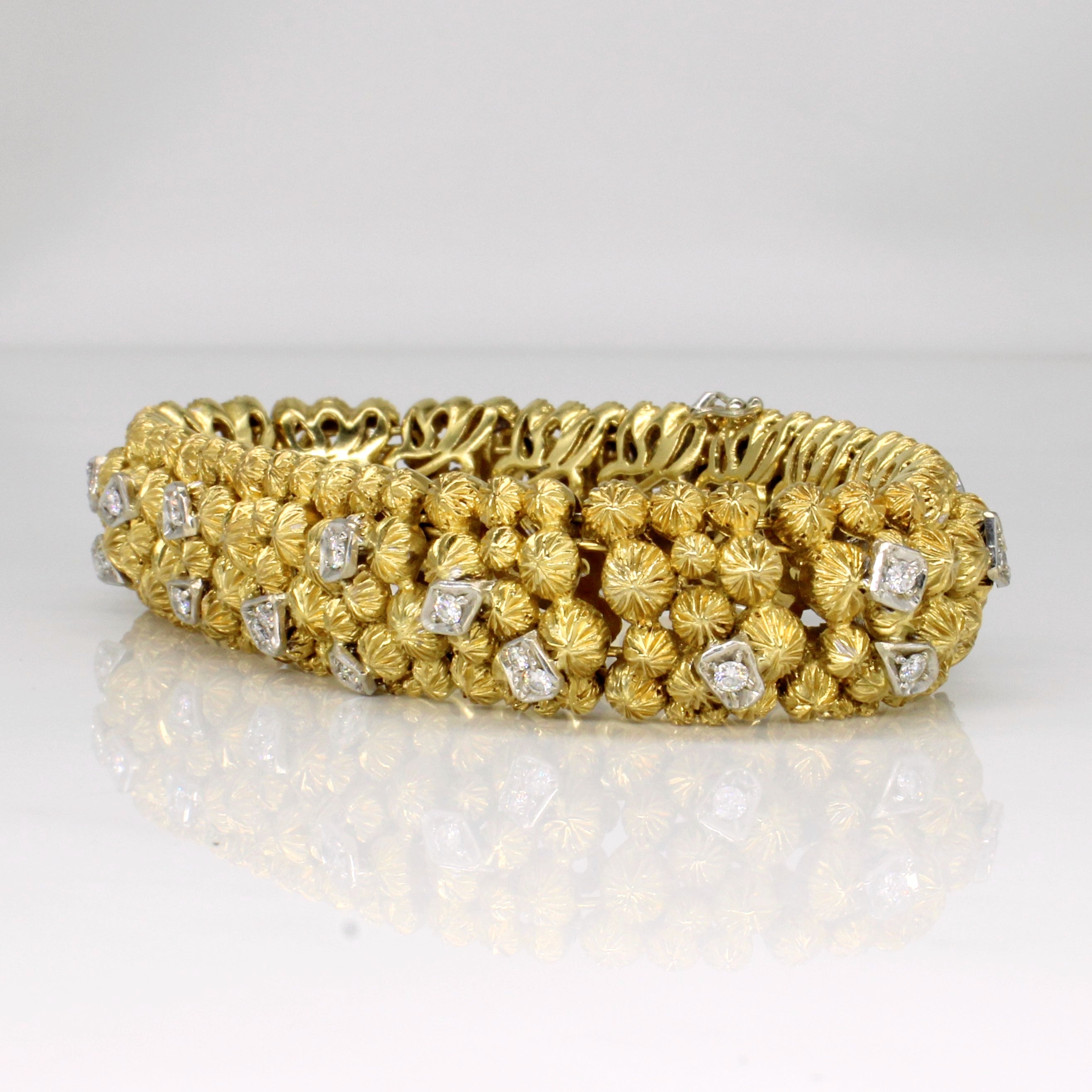 Diamond Textured 18k Bracelet | 0.9ctw | 7.25" |
