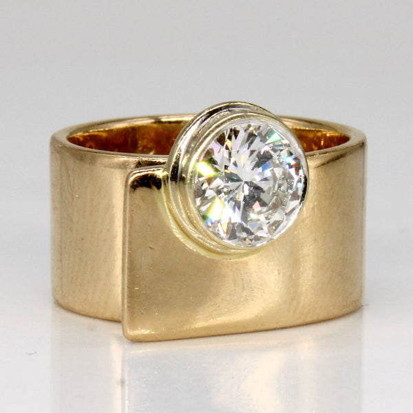 Diamond Solitaire Wide Band 18k Ring | 1.10ct | SZ 5 |