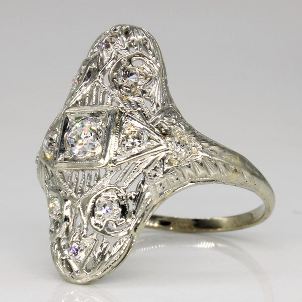 1930s Old European Cut Diamond and Filigree Ring | 0.44ctw SI2 H | SZ 8 |