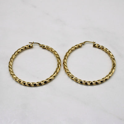 18k Yellow Gold Twisted Hoop Earrings