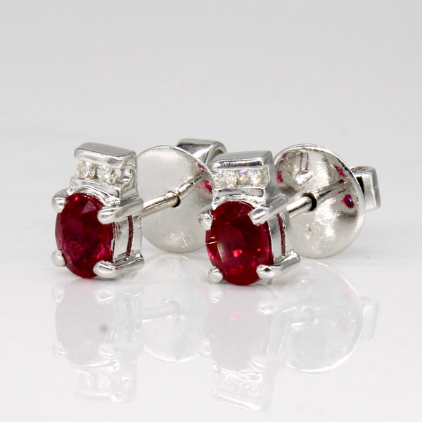 Ruby & Diamond 18k Earrings | 1.20ctw, 0.04ctw |