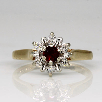 High Set Ruby & Diamond Ring | 0.22ct, 0.06ctw | SZ 6 |