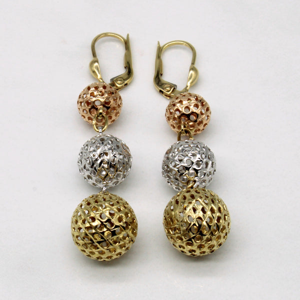 14k Tri Tone Gold Drop Earrings