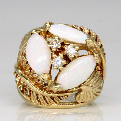 Opal & Diamond Cocktail Ring | 1.35ctw, 0.12ctw | SZ 6 |