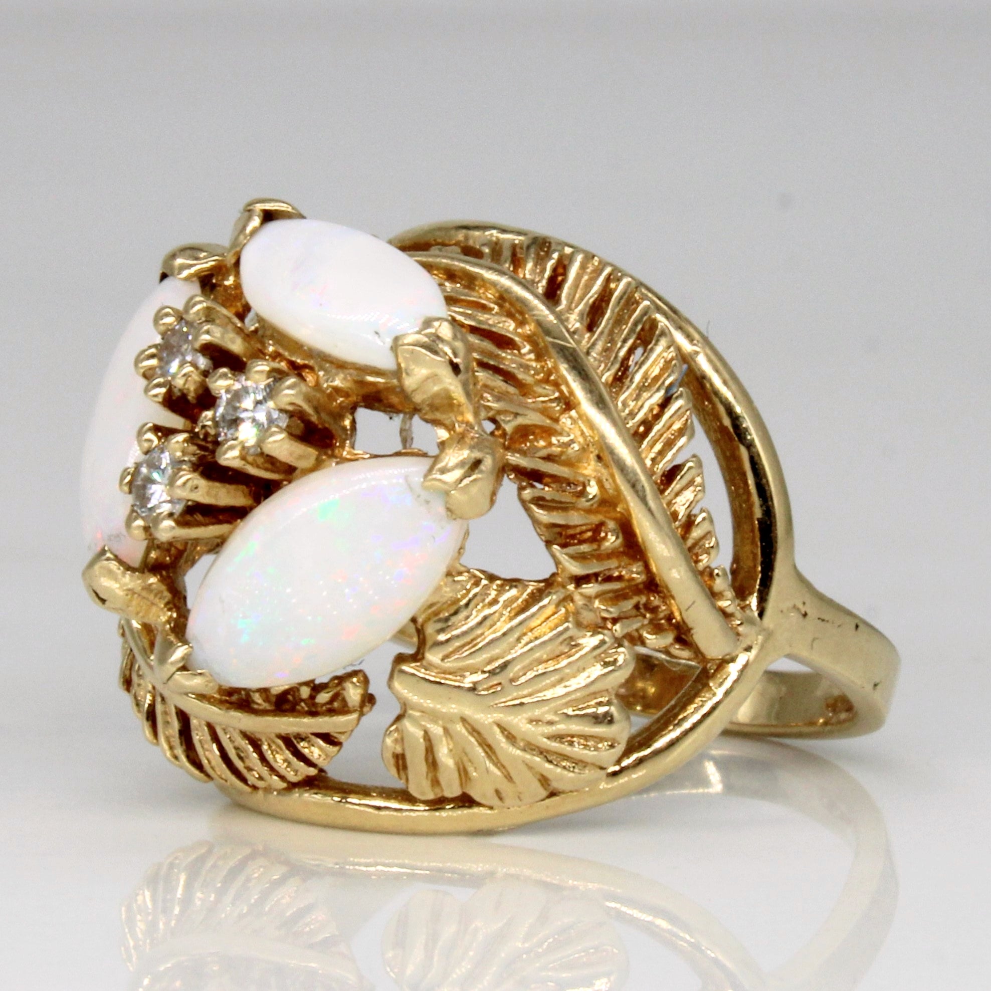 Opal & Diamond Cocktail Ring | 1.35ctw, 0.12ctw | SZ 6 |