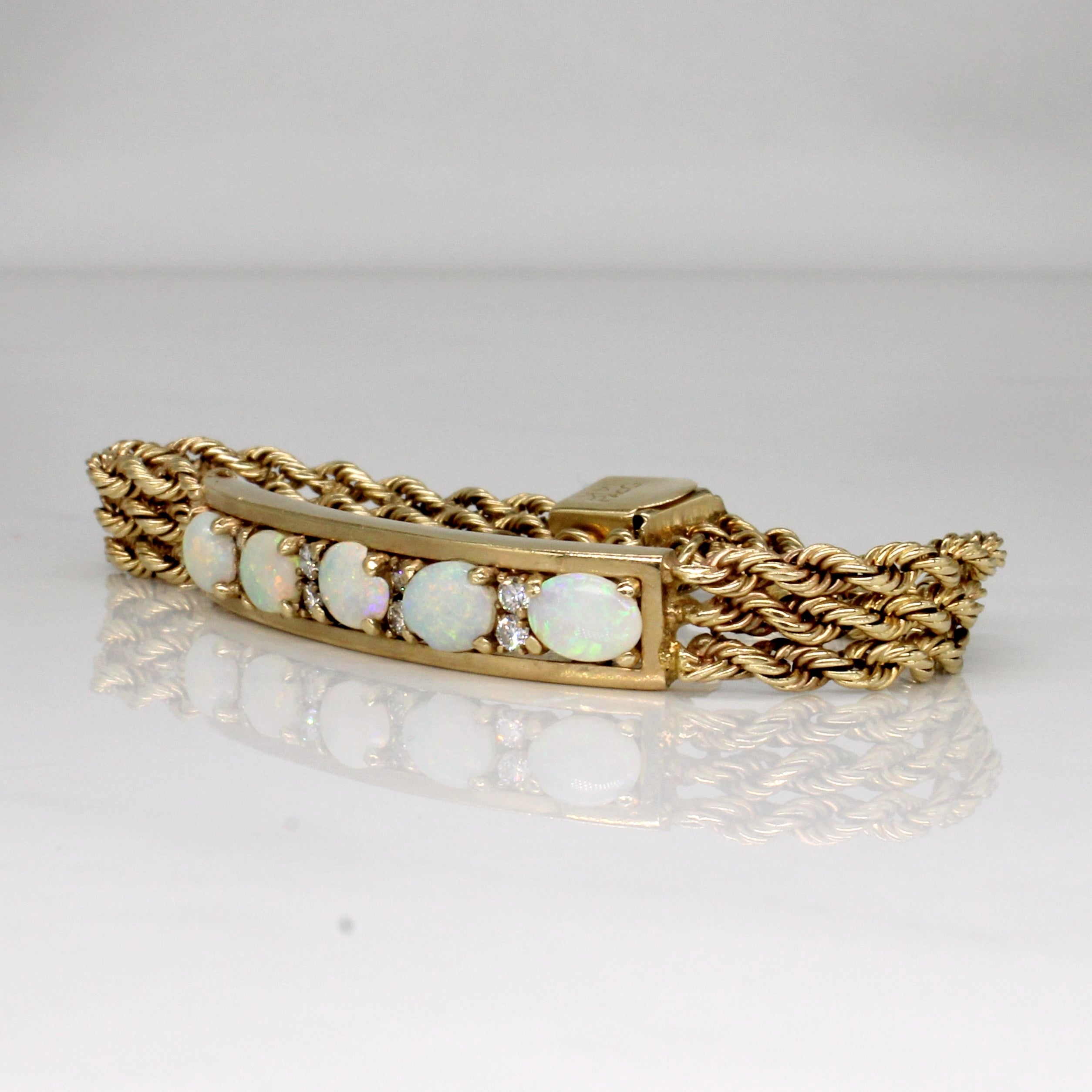 Opal & Diamond 14k Bracelet | 0.32ctw | 6.5" |