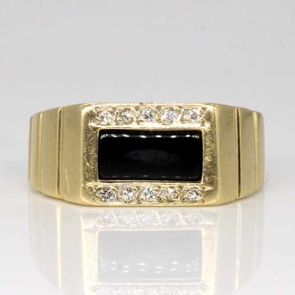 Onyx & Diamond Ring | 0.75ct, 0.10ctw | SZ 10.25 |