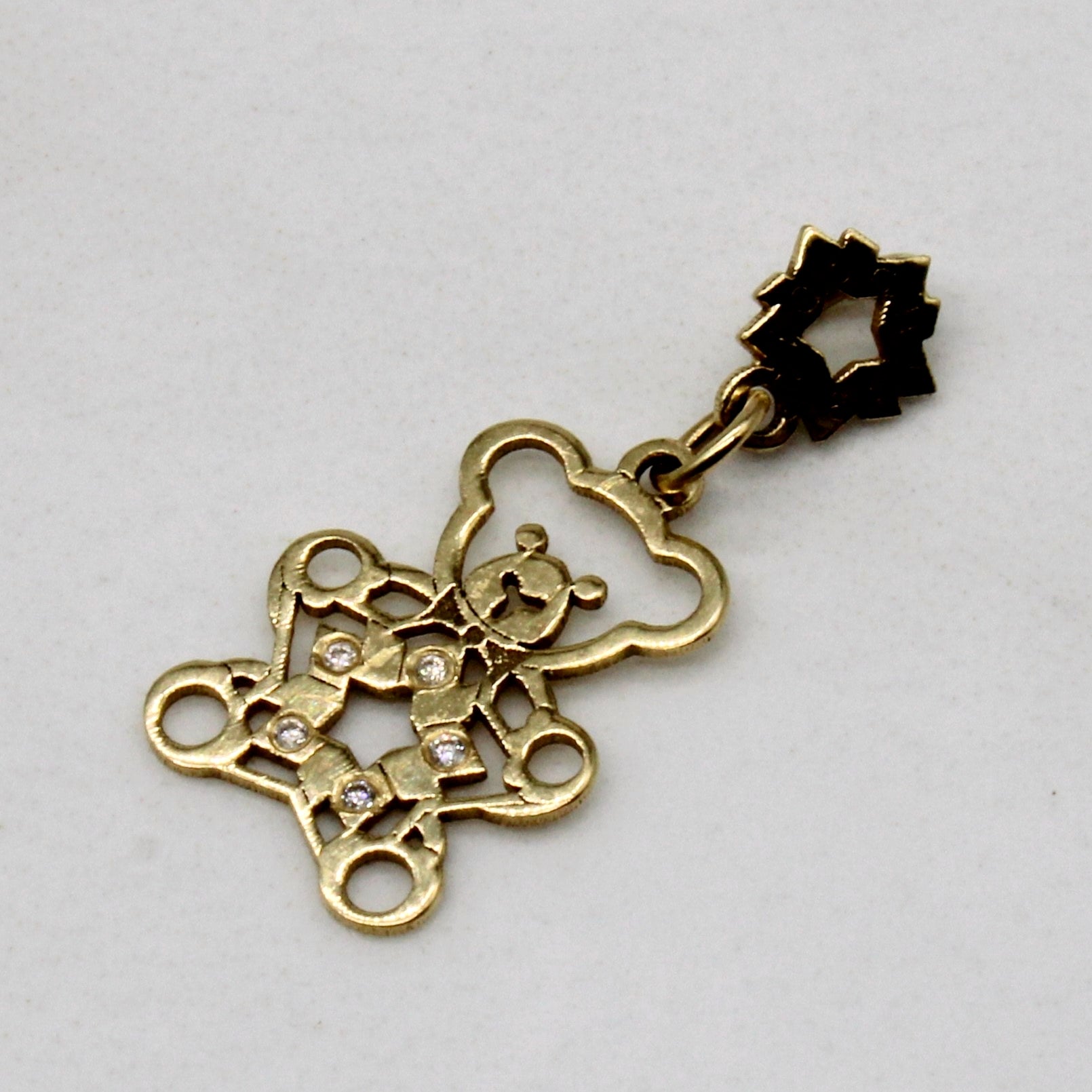 18k Yellow Gold Bear Pendant with Diamonds | 0.01ctw |