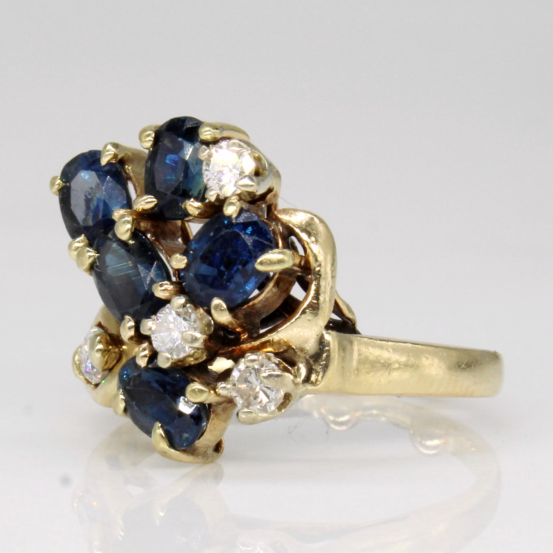Sapphire & Diamond Cocktail 14k Ring | 1.1ctw, 0.15ctw | SZ 4 |