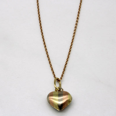 14k Tri Tone Gold Heart Pendant & Necklace | 18