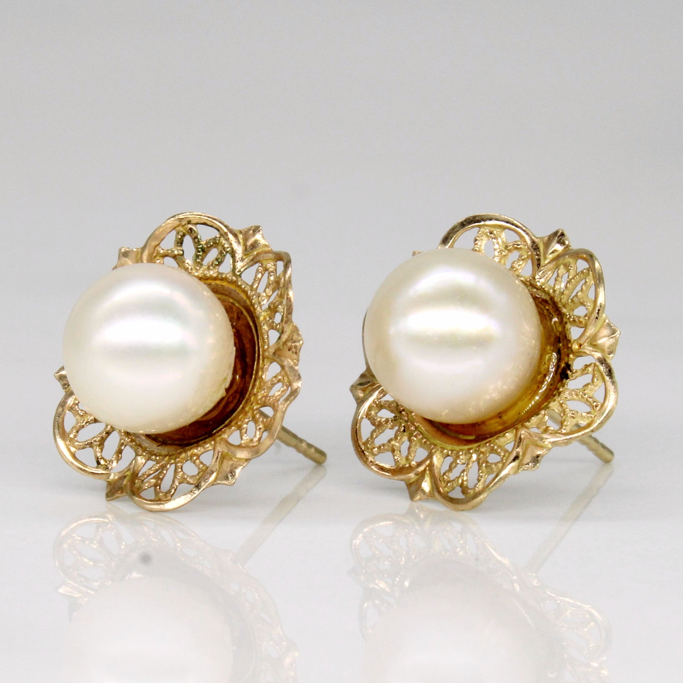 Pearl Flower 14k Earrings
