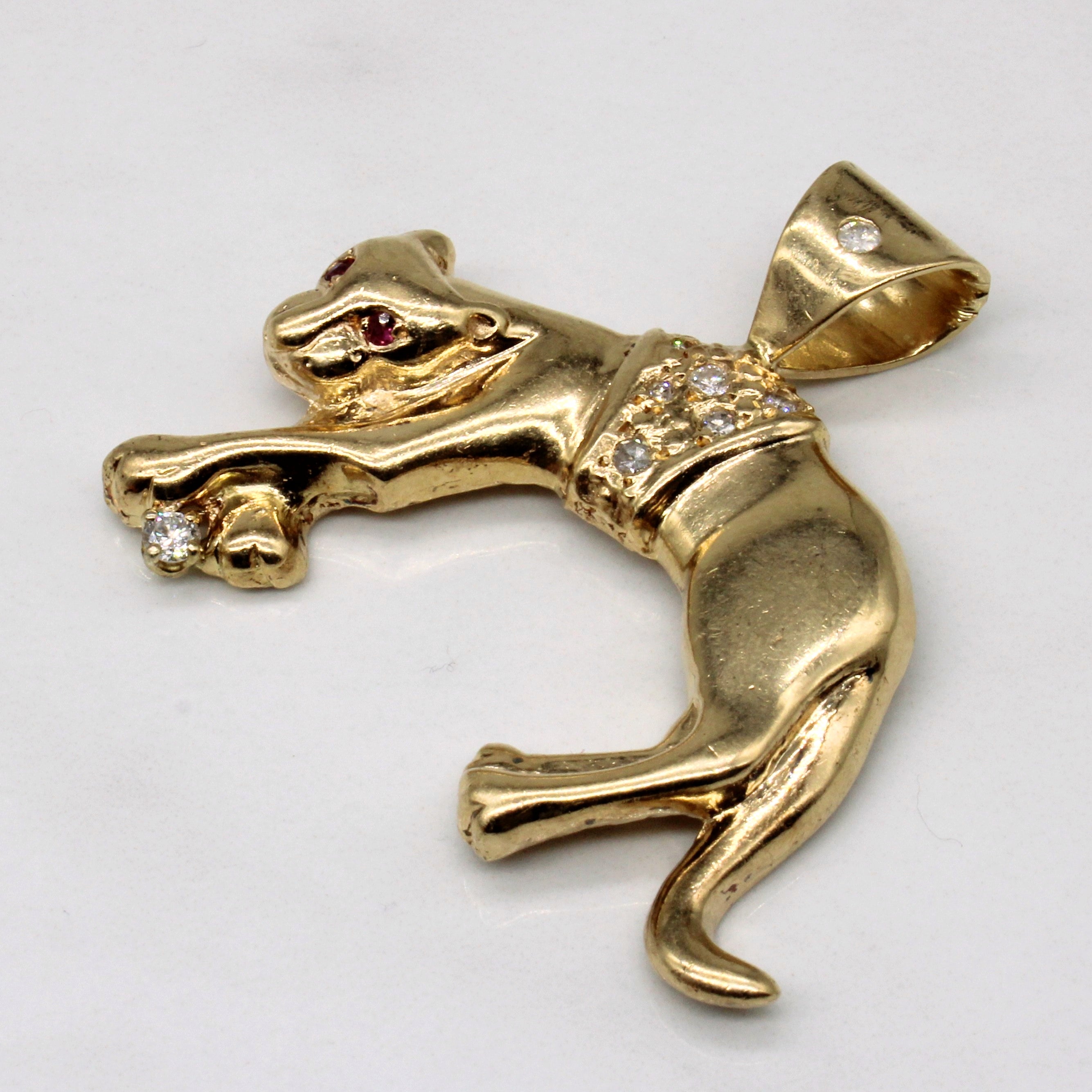 Diamond & Ruby Panther Pendant | 0.28ctw, 0.04ctw |
