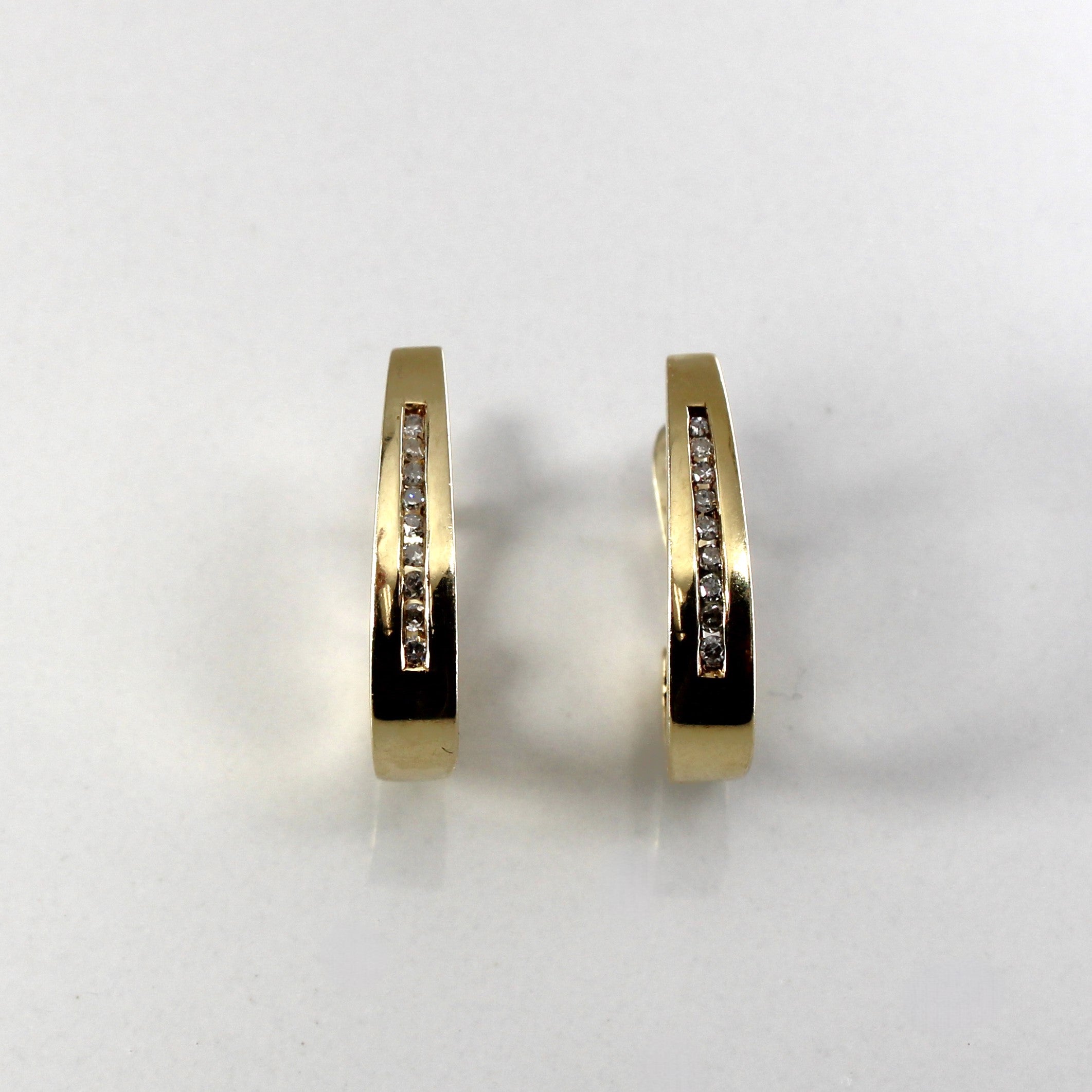 Channel Diamond Huggie Earrings | 0.10ctw |