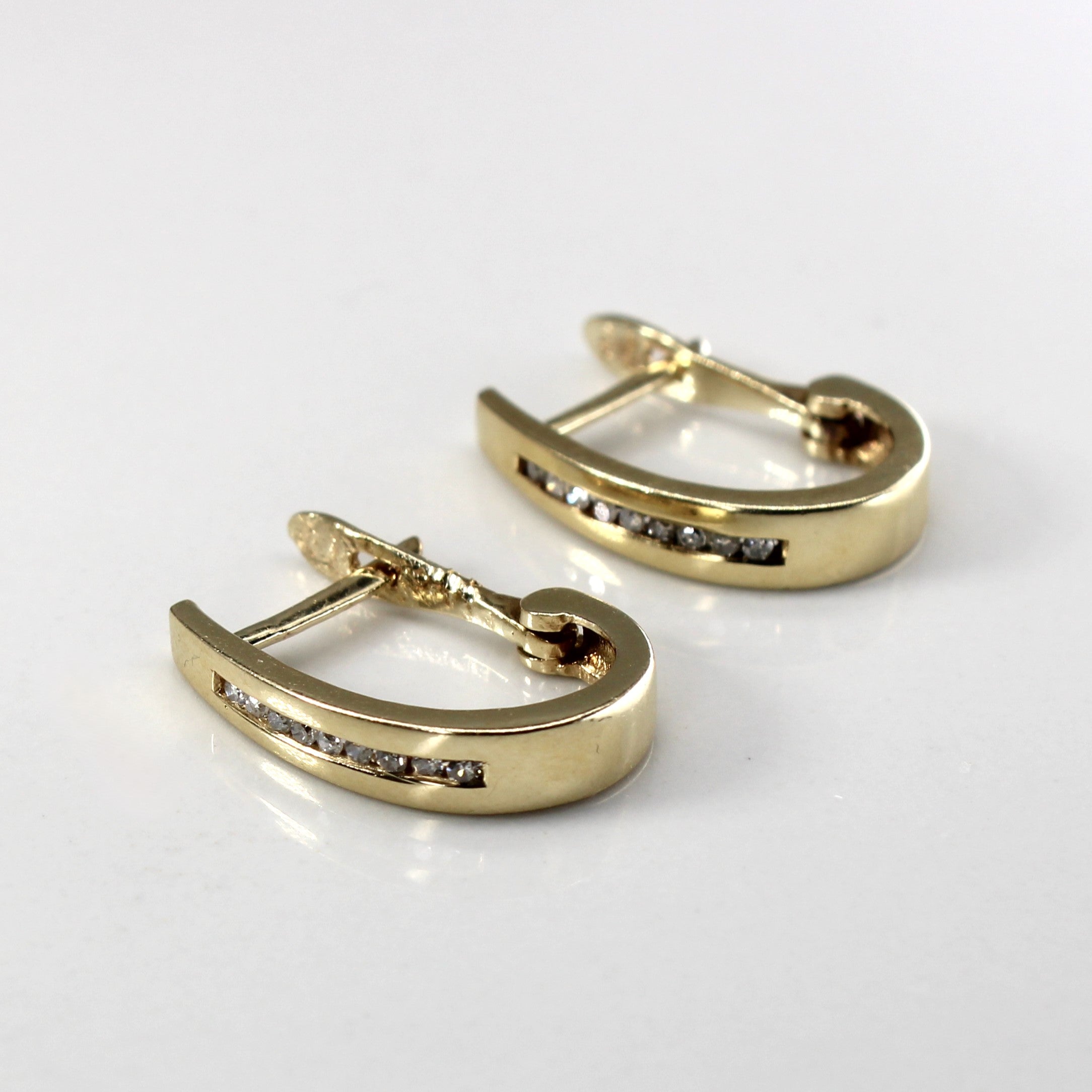 Channel Diamond Huggie Earrings | 0.10ctw |