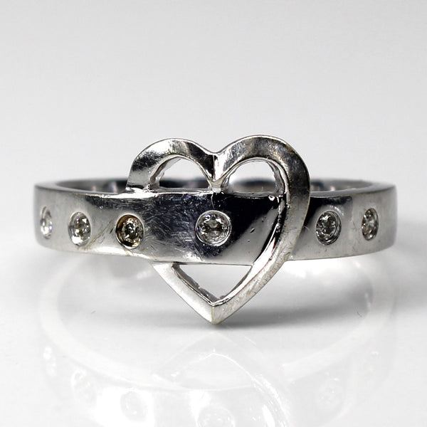 Flush Diamond Heart Ring | 0.06ctw | SZ 6 |