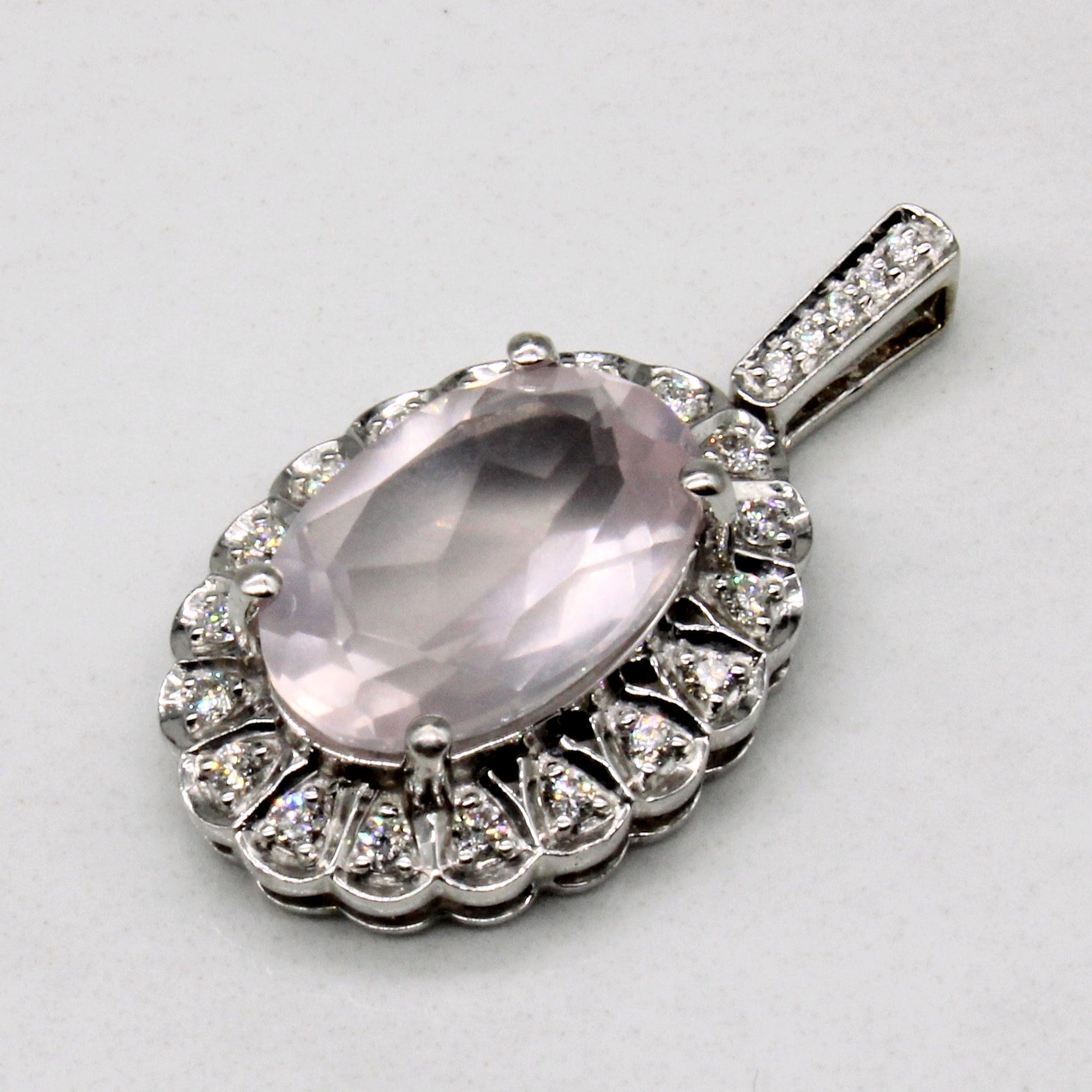 Rose Quartz & Diamond Pendant | 2.40ct, 0.19ctw |