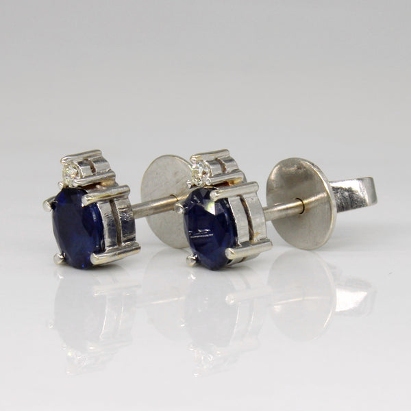 Sapphire & Diamond Stud Earrings | 1.30ctw, 0.04ctw |