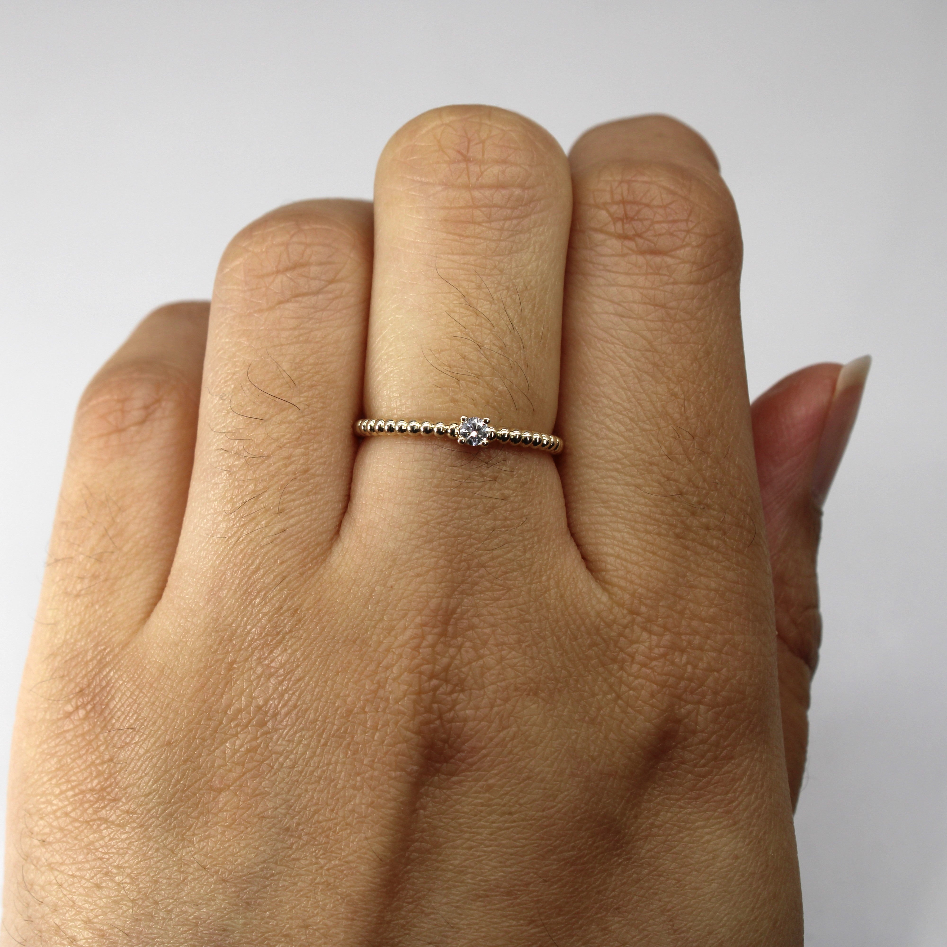 Solitaire Diamond Beaded Ring | 0.06ct | SZ 6 |