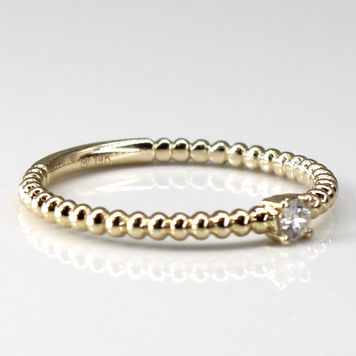 Solitaire Diamond Beaded Ring | 0.06ct | SZ 6 |