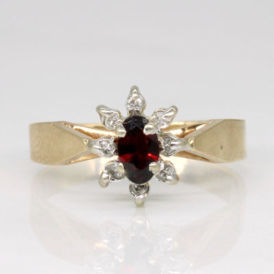 Garnet & Diamond Halo Ring | 0.20ct, 0.04ctw | SZ 5.5 |