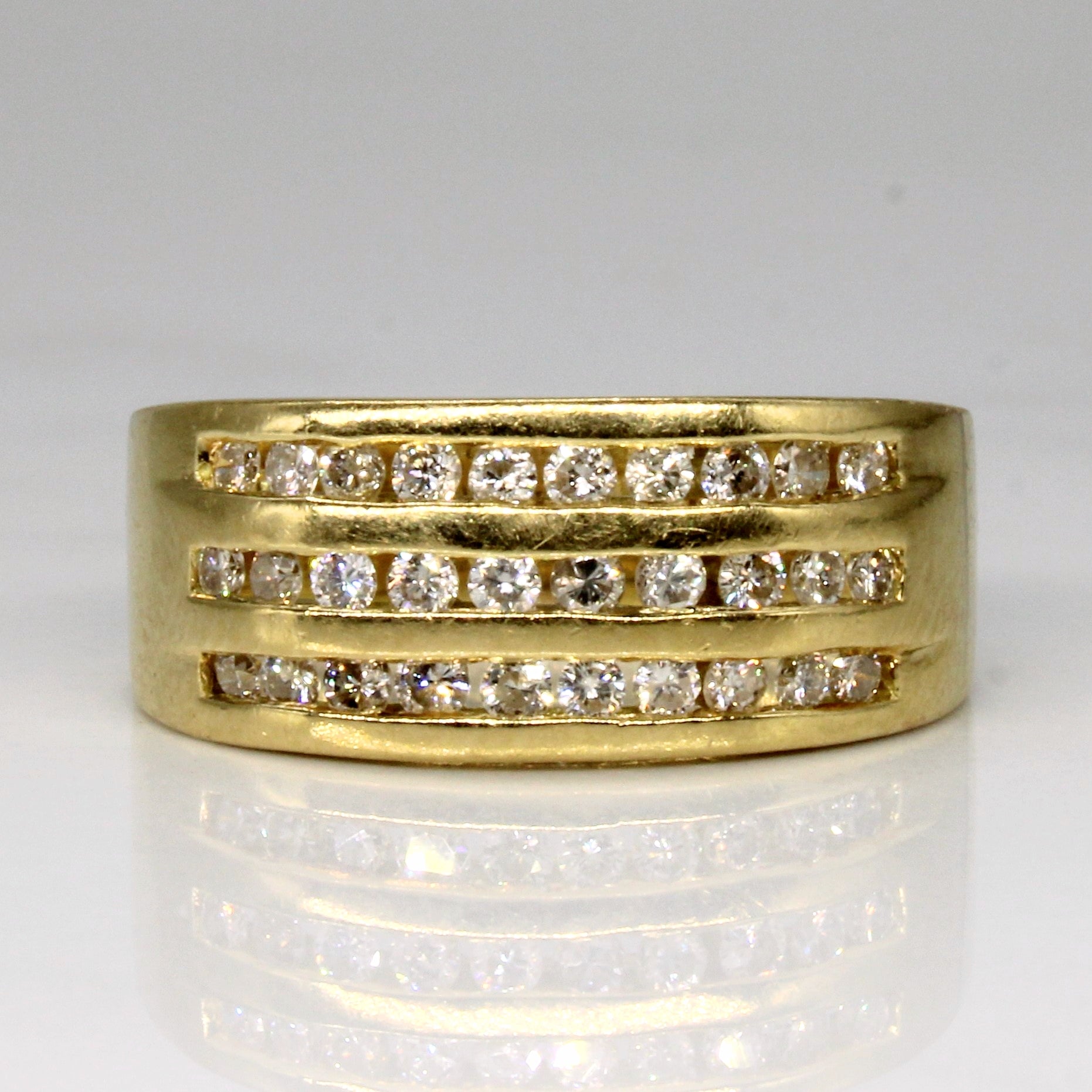 Round Cut Diamond .60ct Channel Set Women's Wedding Ring Band 14 Karat White Gold Size 4-9