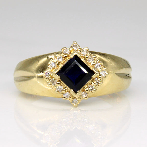 Sapphire & Diamond Halo Set Ring | 0.60ct, 0.08ctw | SZ 6.75 |