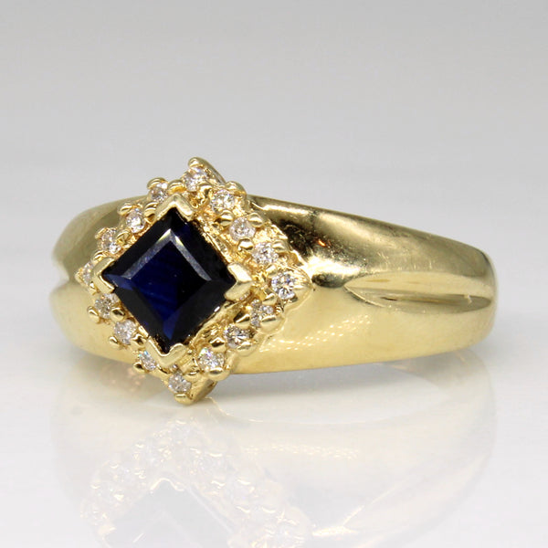 Sapphire & Diamond Halo Set Ring | 0.60ct, 0.08ctw | SZ 6.75 |