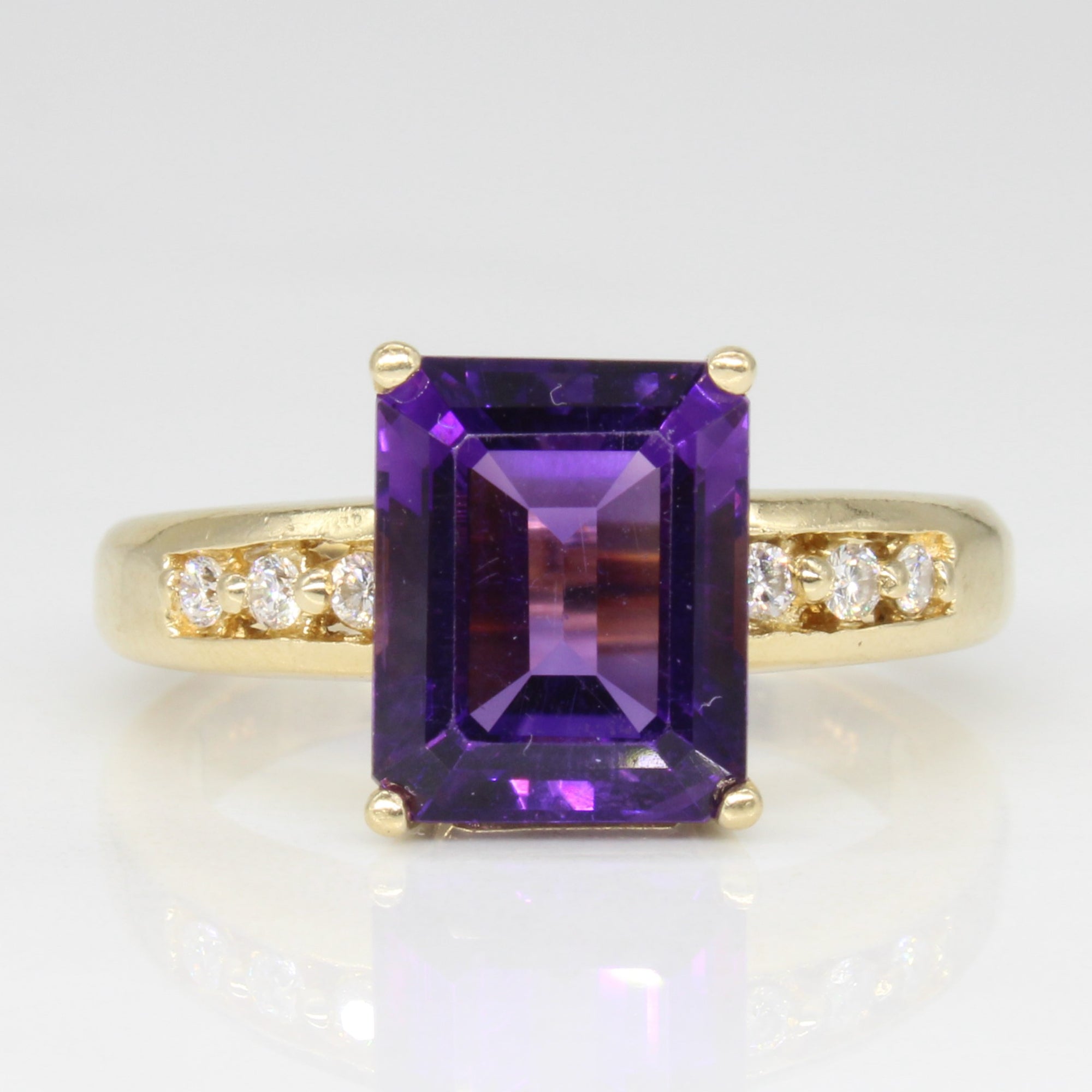 Amethyst & Diamond Cocktail Ring | 3.25ct, 0.12ctw | SZ 7 |