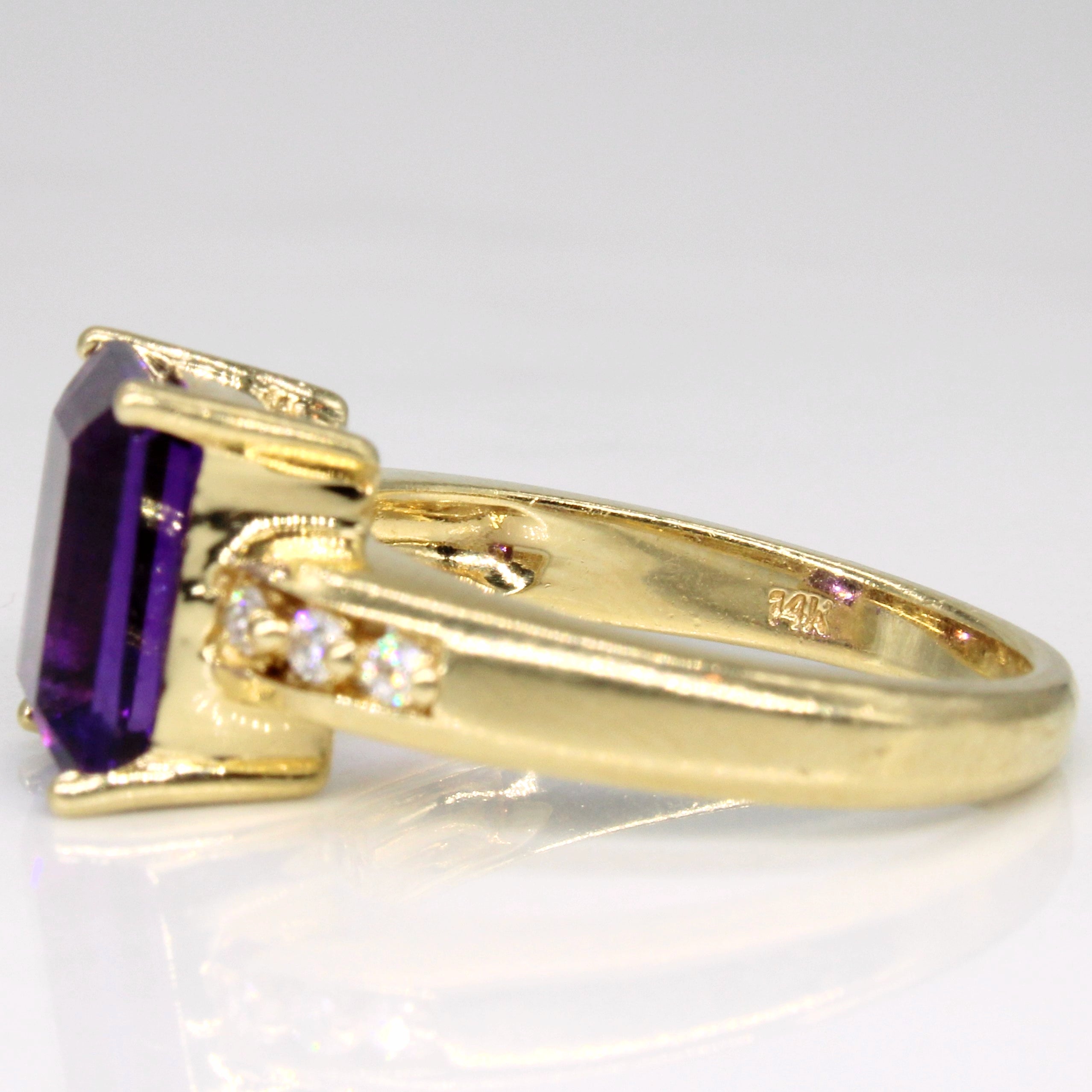 Amethyst & Diamond Cocktail Ring | 3.25ct, 0.12ctw | SZ 7 |